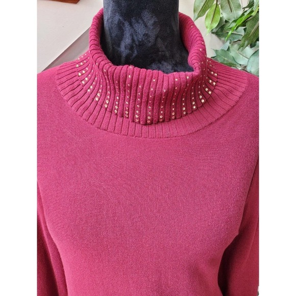 Alfani Women Solid Pink Rayon Long Sleeve Turtle Neck Casual Sweater Size Medium - Picture 3 of 12